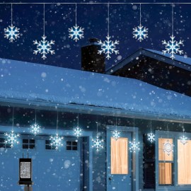 BeatiNeon 9 ft 150 LEDs Christmas Snowflake Icicle Lights,Curtain Lights with 10 Drops,