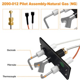 Behonor 2090-012 Pilot Assembly Natural Gas Replacement SRV2090-012 2198-012 Compatible with Heat & Glo Heatilator Quadrafire Majestic Fireplaces