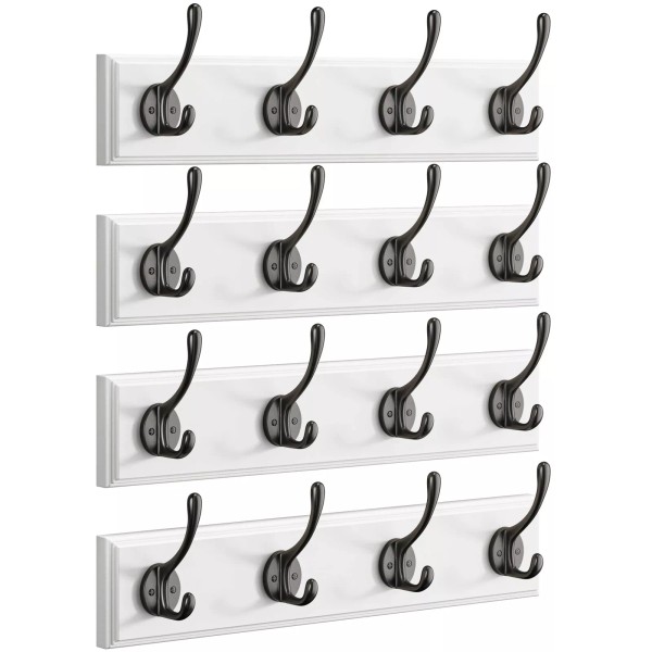 Seocry 4 Pack Coat Rack Wall Mount Hook White Hanger