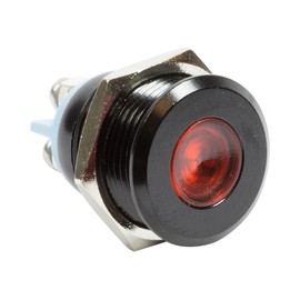 Alpinetech Black 16mm 5/8" 12V LED Metal Indicator Pilot Custom Dash Light Lamp (Red)