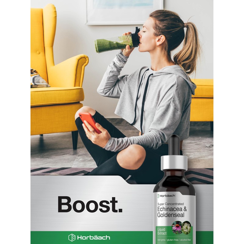 Horbäach Echinacea Goldenseal Liquid Tincture Drops | 2 fl oz