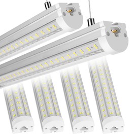 Phiwicsh 8FT U Shape 125W Integrated Tube Bright LED Light, 6500K Clear White, 20000LM - Flush Mount/Hanging Linkable LED Ceiling Lights for Garage, Plug&Play, 6 Pack