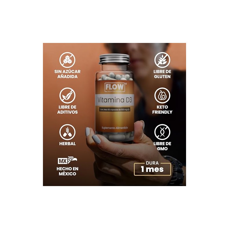 VITAMINA D3-90 Cápsulas de 500 Mg c/u - 1 Pieza