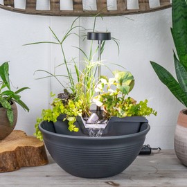 Aquascape AquaGarden Tabletop Desktop Fountain Kit with Waterfall, Meditation, Relaxation, Gray