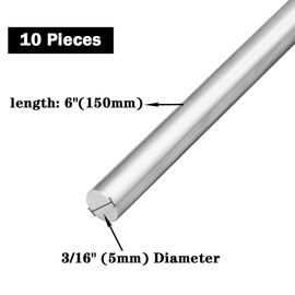 JoyTube 3/16 Inch Diameter Aluminum Round Rod, 6061 Aluminum Solid Stick 6" Length for DIY Craft (10 Pieces)