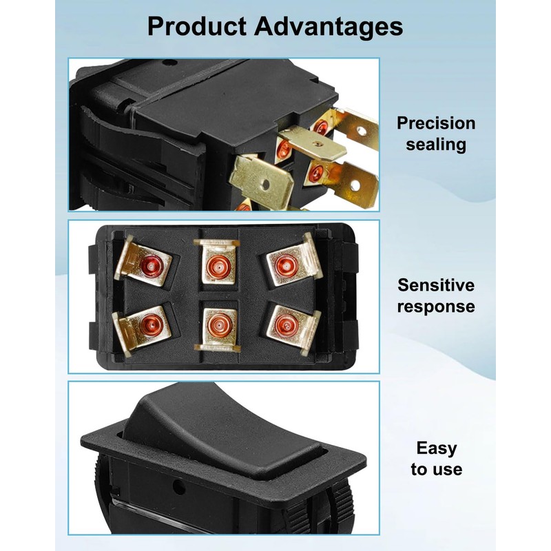 6 Pin Rocker Switch Replace HY60B, ON-Off-ON Push Button Switch,