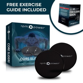 RPM Power Core Sliders Focused Core Training for Toned, Sculpted Abs - Full Body Workout - Dual Sided - Suitable for all Floors (Black)