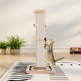 Large Cat Scratching Post, 32 Inch Tall Heavy Duty Scratching Post with Tracking Interactive Toys for Indoor