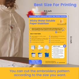 New brothread 24PCS 8.5"x11" Sticky Water Soluble Embroidery Stabilizer Printable Paper Stabilizer - Medium Weight - Allowed for Print or Draw Patterns Best for Hand & Machine Embroidery