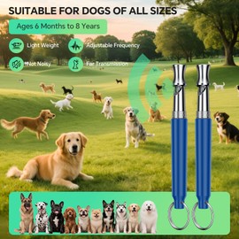 Atevn Dog Whistle, 2 Pack Dog Training Whistle with Lanyard, Adjustable Ultrasonic Silent Dog Recall Whistles, Professional Dog Whistle to Stop Barking Neighbors Dog (Blue)