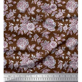 Soimoi Cotton Canvas Fabric Leaves & Floral Artistic Decor Fabric Printed metre 42 Inch Wide