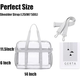 FARMARK Clear Tote Bag See Through Transparent Bag Stadium Approved Heavy Duty Crossbody Purse Perfect for Concert, Work (Grey)