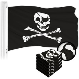 G128 5 Pack: Pirate Jolly Roger Bones Flag | 3x5 Ft | ToughWeave Series Embroidered 300D Polyester | Novelty Flag, Embroidered Design, Indoor/Outdoor, Brass Grommets