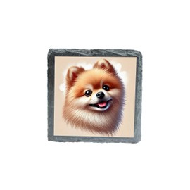 Slate Coaster with Adorable Pomeranian Dog Art – Unique Home Decor for Pet Lovers (slco-kf25-258)