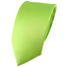 TigerTie Fashionable Satin Silk Tie in Various Colours Plain Tie 100% Silk Width 7 cm, light green