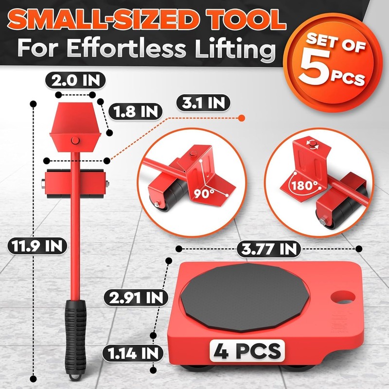 Furniture Lifter Tool & Furniture Moving Sliders Set 360° Rotating