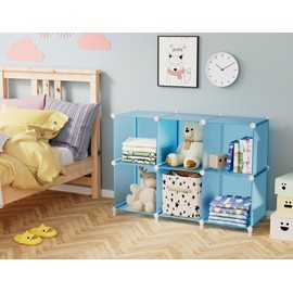 HOMIDEC Closet Organizers and Storage, 9 Cube Storage Organizer, Portable Closet Organizer Storage Cubes Shelves, Blue