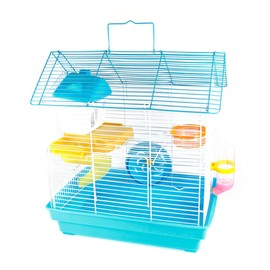 Qtqgoitem Drinking Food Feeder Plastic Wheel Hamster Gerbil Cage Blue White (model: 67e ece b77 8c5 a5e)