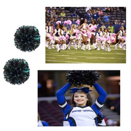 NICOLEKAY 2 Pack Cheerleading Pom Poms with Baton Handle Rainbow Colorful Cheer Pom Poms for Sports Team Spirit Cheering Kids Adults(Blue)