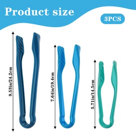 5.7/7.6/9.5 in Colored Mini Plastic Serving Tongs for Kids 3 Size