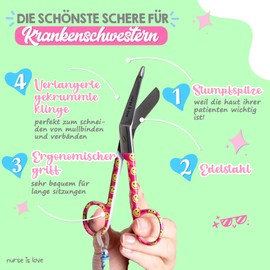 Nurse is Love Bandage Scissors Care Nurse Scissors Stainless Steel Sharp Rounded Tip for Rescue Scissors Trauma Scissors with Colourful Designs Nurse