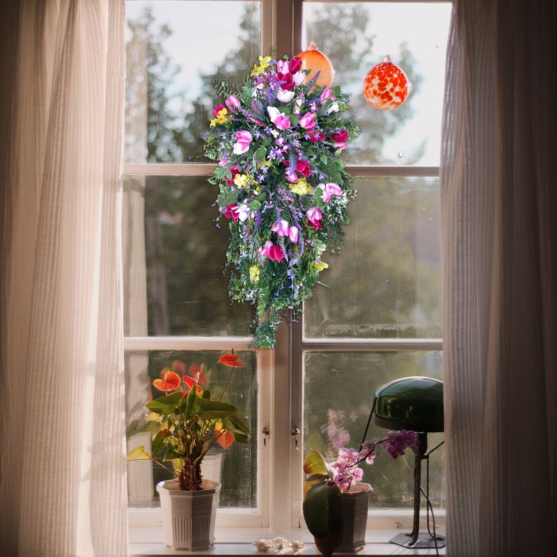Artificial Flower Wreath Wreath with Lilacs Hyacinths Hydrangeas Spring Summer