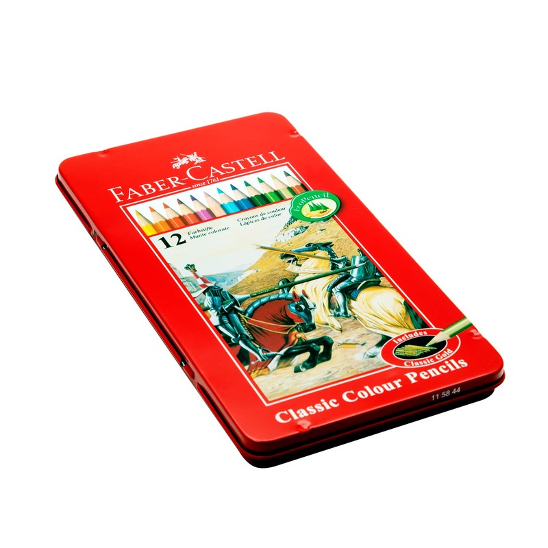 Faber-Castell Classic 12-Colour Pencils in Metal Tin Box
