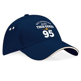 D Design Invent Print! 95th Birthday Gift Hat for Men Women Baseball Cap for 95 Year Old (Navy (Putty Trim))