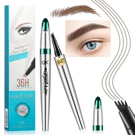 Eyebrow Pen, Microblading Eyebrow Pencil with 4-Prong Micro-Fork Precise Brush-Tip, Creates Natural Looking Brows Effortlessly and Stays on All Day, Waterproof Brow pencil Eyebrow Hair, Dark Brown