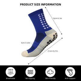 8 Pairs Soccer & Football Grip Socks - Ultimate Non-Slip Pads for Men & Women - Pro Thick Towel Bottom, Sweat-Wicking, Anti-Odor - Perfect for Football, Basketball, Yoga & More