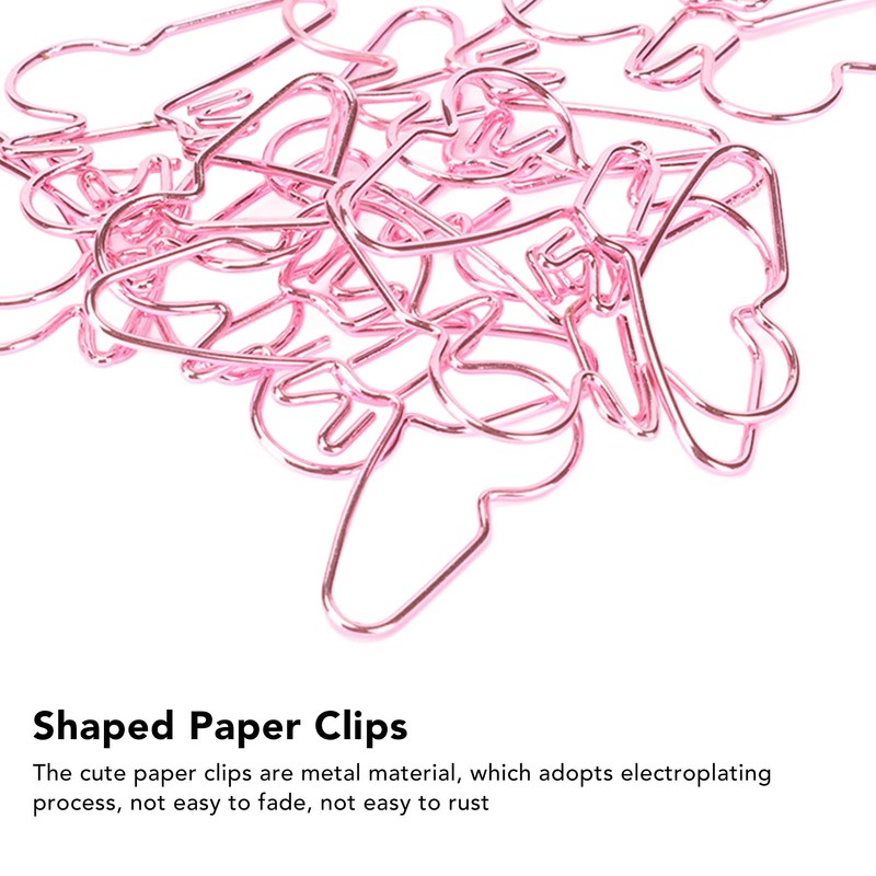 100 Pcs Shaped Paper Clips Pink Butterflies Shape Metal Cute