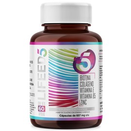 LIFEED5 Biotina, Colágeno y Vitamina E| 60 cápsulas | 657mg por porción