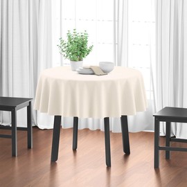 Encasa Cotton Canvas Tablecloth | Natural Plain | Rectangular Size 140 cm Round | Dining Tablecloth for Decoration - Machine Washable