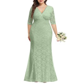 Women Sage Green Bridesmaid Plus Size Dresses Wedding Guest Formal Mother Bride Groom Lace Long Mermaid Wrap Dress 2025