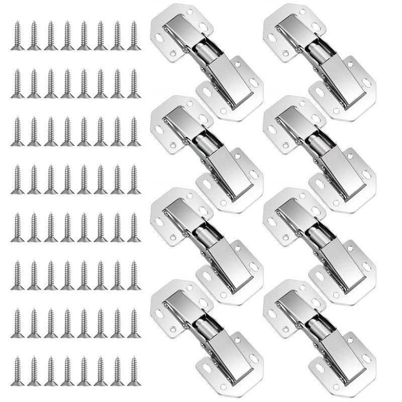 8 Sets Kitchen Cabinet Hinges with Screws 77 x 33mm