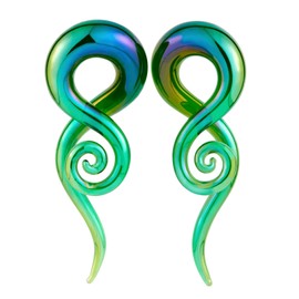 Stuppendux 2pc Green Ear Glass Spiral Tapers Plugs Tunnels Expander Hanger Gauges Earrings Stretching Body Piercings Jewelry Gauges 4G 5MM