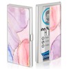 Swooflia Business Card Holder Case Wallet for Women Metal Marble