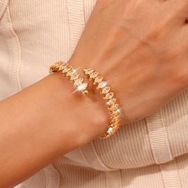 Tennis Bracelets for Women Gold Bracelets for Women Cubic Zirconia Tennis Bracelet Rhinestone Crystal Bracelet for Prom Fashion Jewelry Gifts Trendy 2025