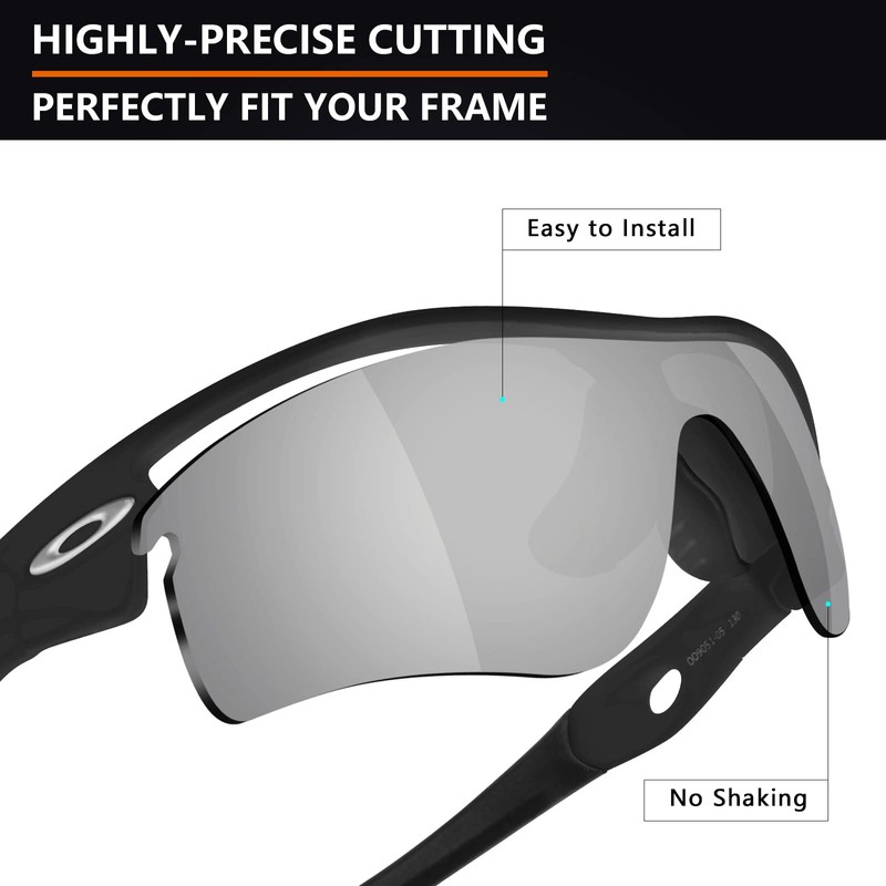 Alphax Silver Titanium Polarized Replacement Lenses for Oakley Radar Path/Radar
