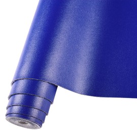 HGUAN Smooth Solid Color Blue Faux Leather 12"X53"(30cmX135cm),Faux Leather Sheets Roll Very Suitable for Making Crafts, Leather Earrings, Bows,Sewing (Blue)