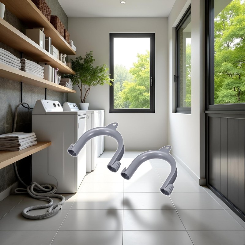 2Pcs Gray Clothes Washer Drain Hose Holder - U-Shape Washing