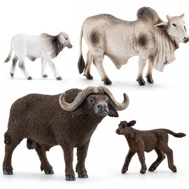 Totsmile 4PCS Farm Animals Cow Figurines, African Buffalo Bull Toys for Kid