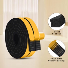 YIMIKI 25mm(W) x 10mm(T), Closed Cell Foam Tape Thick Door Sound Insulation Tape Window Door Air Conditioner Weather Stripping SoundProof, 2 Rolls, Total 4M