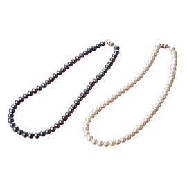 High Rich pawa-suto-nakusesari- White and Dark Gray Full Length 46 cm Magnetic gurasupa-runekkuresu Set of 2 