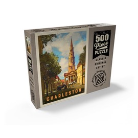 MyPuzzle Charleston, South Carolina: St Philip's Church, Vintage Poster - Premium 500 Piece Jigsaw Puzzle for Adults