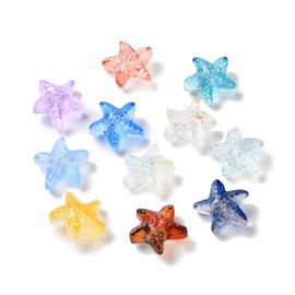 Ipotkitt 100pcs Random Starfish Shaped Glass Beads Transparent Sea Beach Beads Colourful Spacer Beads for DIY Craft Bracelet Earring Jewellery Making