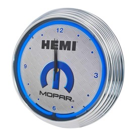 Hemi Logo Blue Light Up Neon Wall Clock 15-Inch for Mopar Vehicles