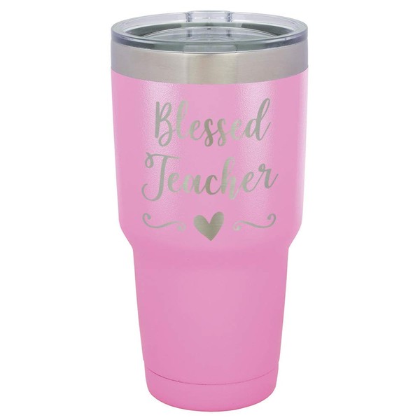 BLESSED TEACHER Light Purple 30 oz Tumbler With Straw and