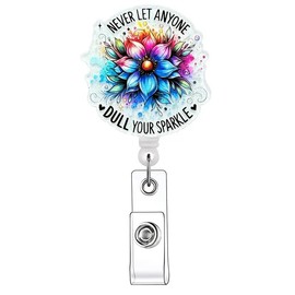 Colorful Flower Badge Reel Spring Retractable Acrylic Alligator Badge Clip Cute Flower Badge Holder Name Tag ID Card Decor for Nurse Doctor Nursing