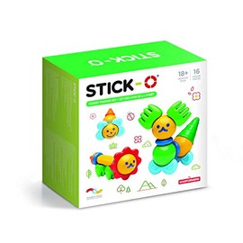 STICK O Forest Friends 16 Piece Magnetic Building Set, Rainbow Colors, Educational STEM Construction Toy Ages 18M+